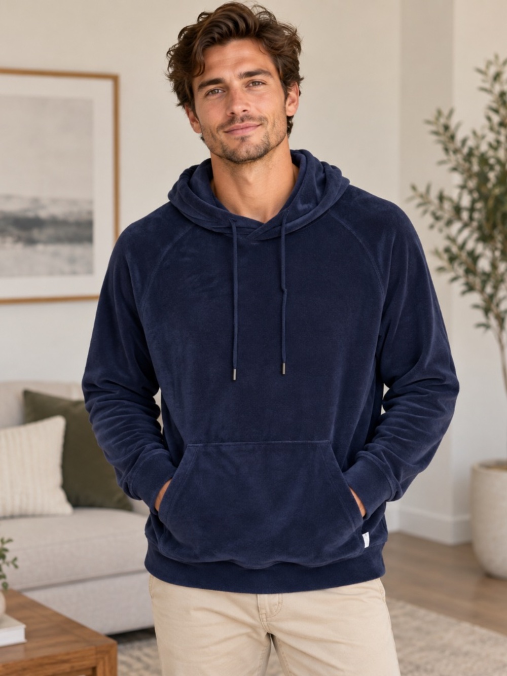Wheelers.V Hoodie Men’s Large Navy Made in NYC USA Cotton Blend Luxury Pullover